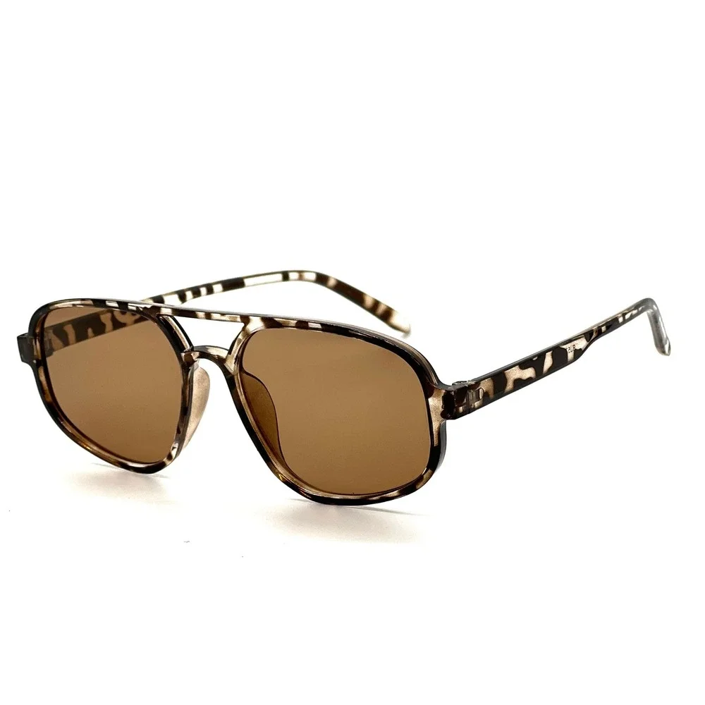 Mens Aviator Sunglasses Tortoise Shell Leopard Print‎ Brown Lens Hip Hop Rapper